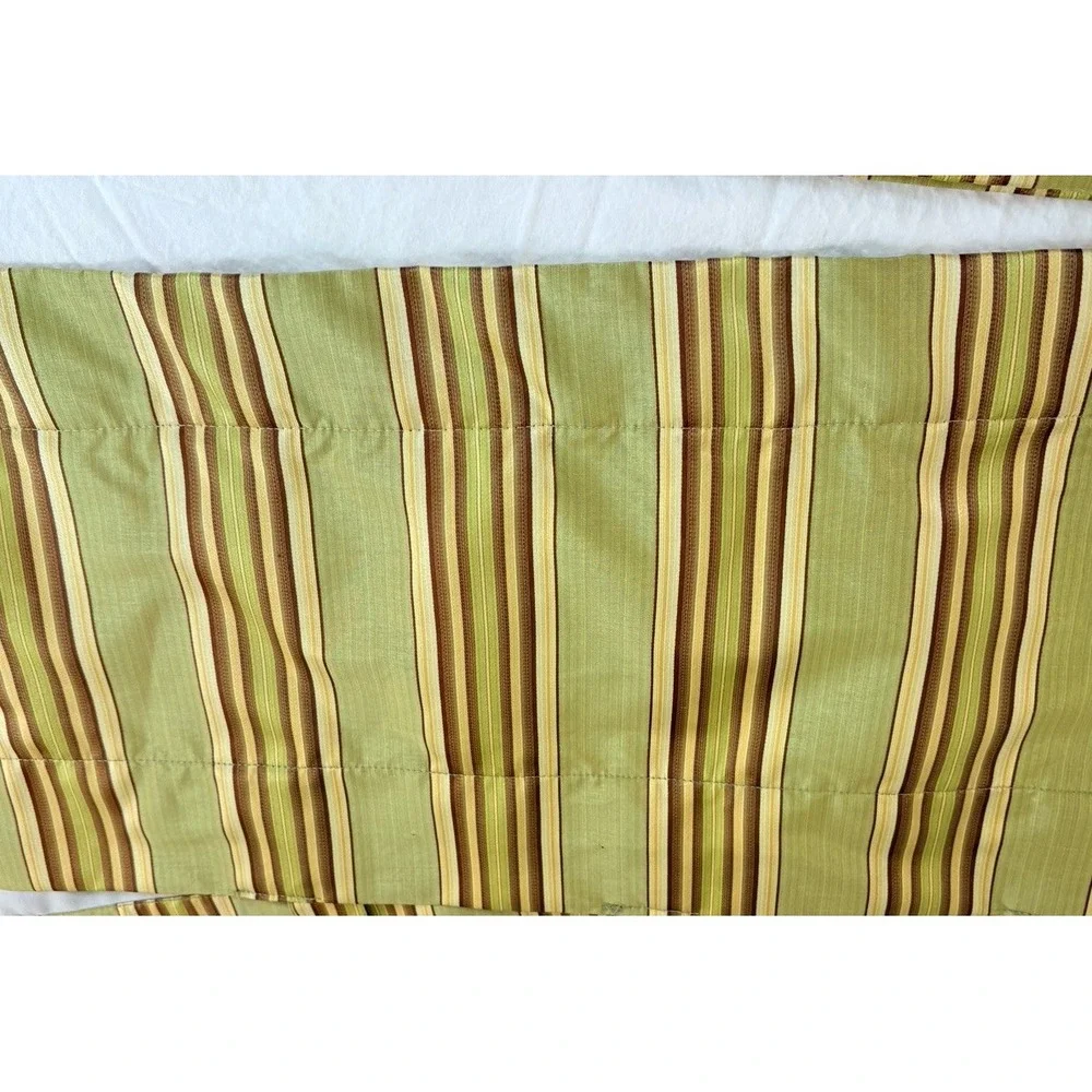 Green Brown Beige Stripe Valances set of two classic‎ Waverly quality no tag